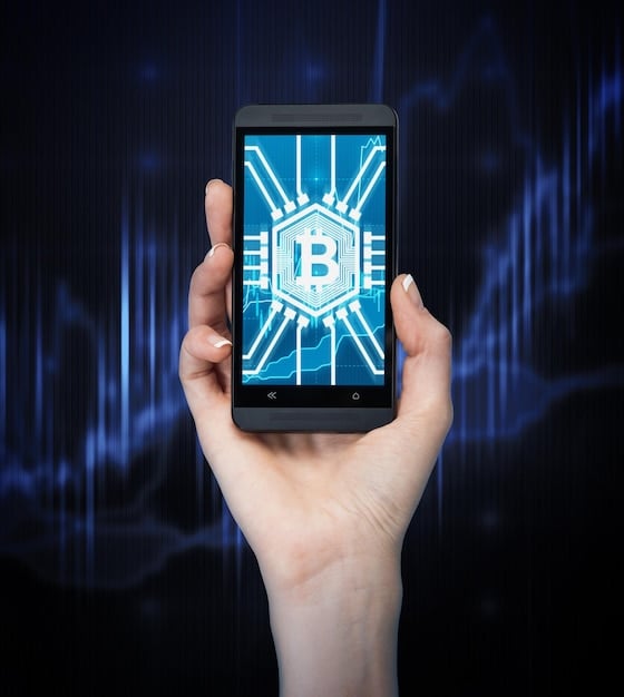 A close-up of a hand holding a smartphone displaying a cryptocurrency tax calculation app, symbolizing the tools and technology that can assist investors in navigating the new IRS guidelines.