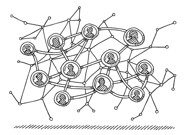 A digital illustration showing a network of interconnected nodes representing money market funds, with lines of varying thickness indicating the flow of capital between them. The nodes are labeled with icons indicating different types of investors and institutions.