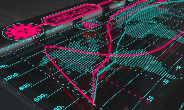 A network security dashboard showing real-time monitoring of network traffic, threat detections, and security alerts. This symbolizes the use of technology for threat detection.
