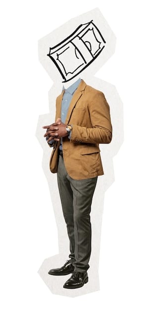 A split image showing a worried person on one side (representing increased debt) and a relaxed person on the other side (representing savings growth) separated by a gavel. The background includes subtle money-related imagery.