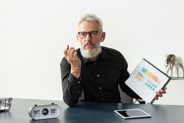 An older man looking pensively at a graph showing rising inflation. The graph should be clear and easy to understand, indicating the challenges of keeping up with the cost of living.