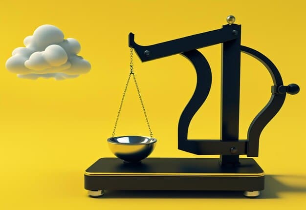 A conceptual image showing scales. One side of the scales has a symbol that illustrates 