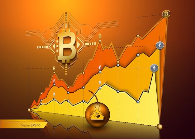 A graph showing the exponential growth of Bitcoin's value over the past decade, with annotations highlighting key regulatory milestones and their impact on price volatility. The graph visually represents the potential rewards and risks associated with cryptocurrency investments.