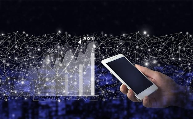 A graphic showing the growth of fintech companies and the increased usage of mobile banking apps, highlighting the impact of digitalization on traditional banking services.