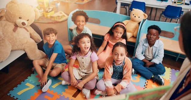 A bright and cheerful on-site childcare facility at a company. Children are engaged in various activities like drawing, reading, and playing with toys. A caregiver is interacting positively with the children. This visually presents Childcare Support to help Maximize Your Employee Benefits in 2025: 5 Overlooked Perks Worth Up to $5,000 for working parents.