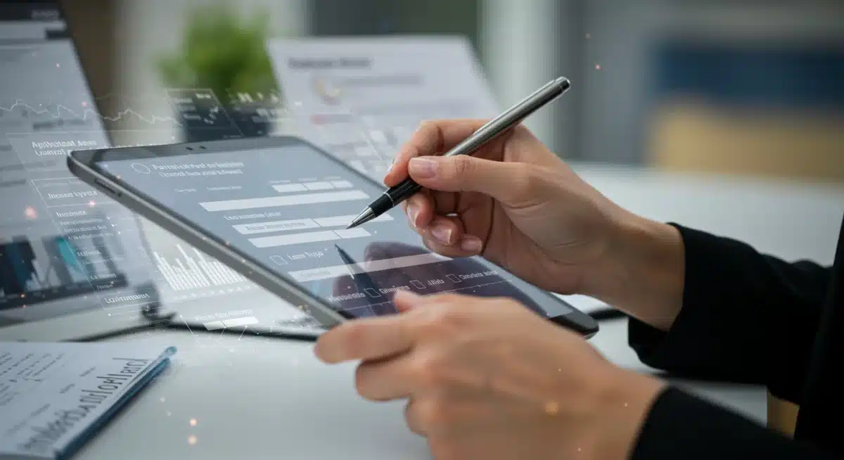 Person applying for student loan forgiveness on a tablet, highlighting application process.