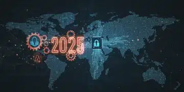 Complex digital gears and circuits representing federal cybersecurity legislation for 2025, with a focus on compliance impact.