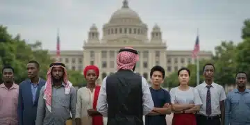 Diverse group contemplating new immigration policy changes