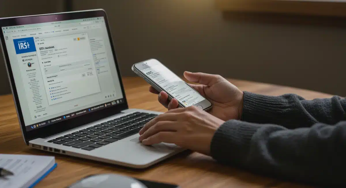 Taxpayer using IRS online tools for EITC eligibility