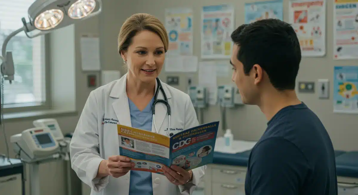 Healthcare professional explaining new CDC protocols to patient