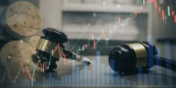 Financial graph over medical building, representing healthcare reform's financial impact