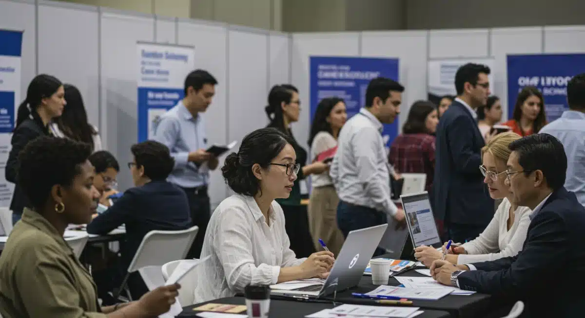 Job seekers at a career fair