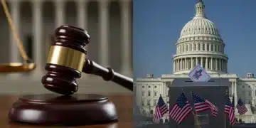 Gavel and ballot box symbolize political strategies in judicial appointments