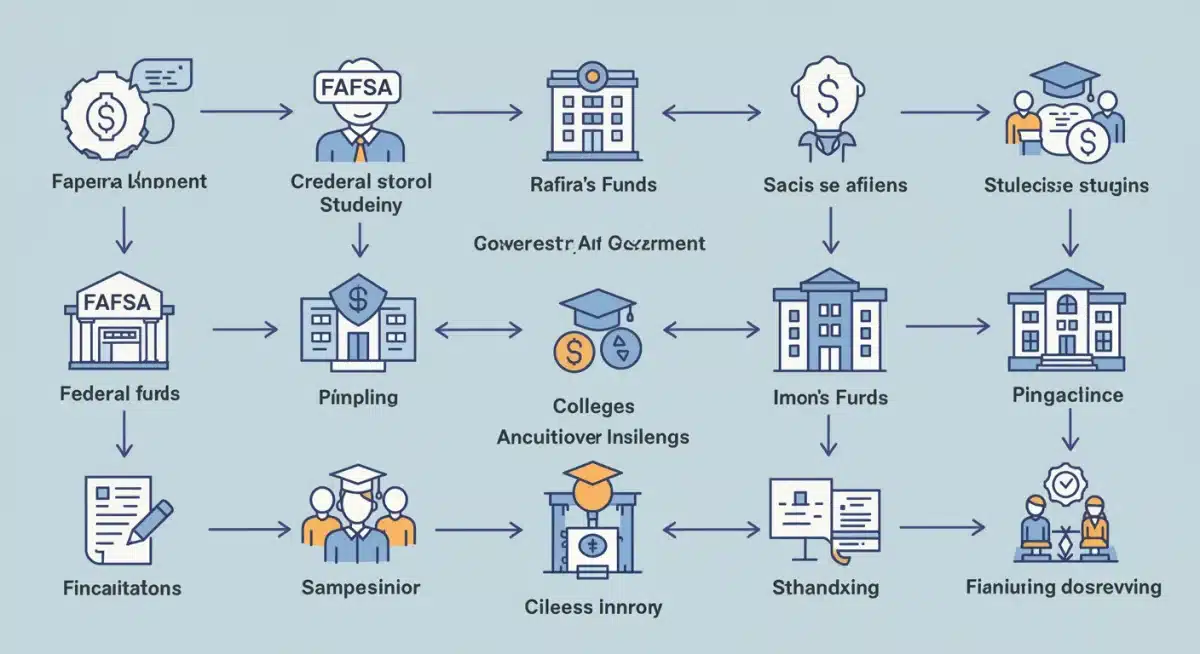 Infographic showing the flow of Federal Pell Grant funds from government to students.