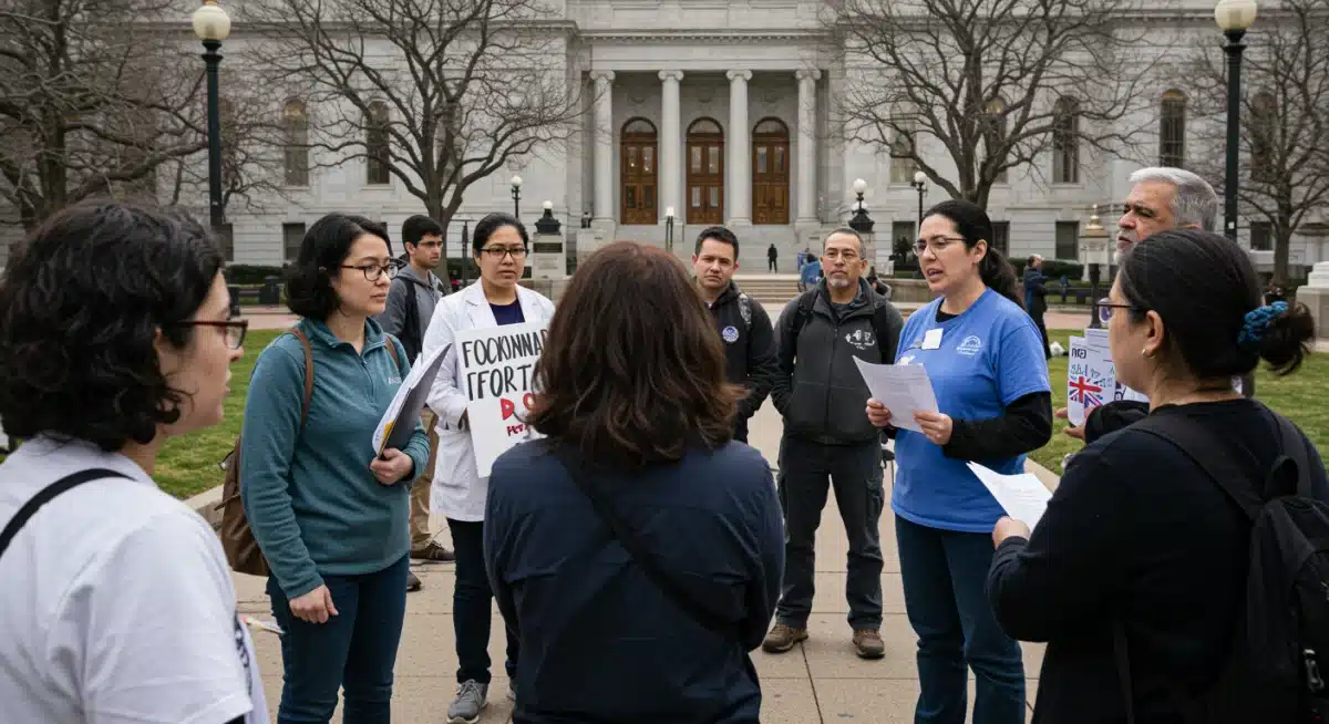 Patients and healthcare professionals discussing legislative changes impacting healthcare