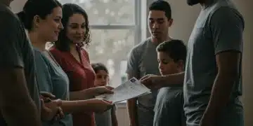 Family receiving survivor benefits information, symbolizing support and financial aid.