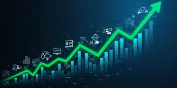 Upward trending tech stock graph symbolizing strong market performance in early 2025.