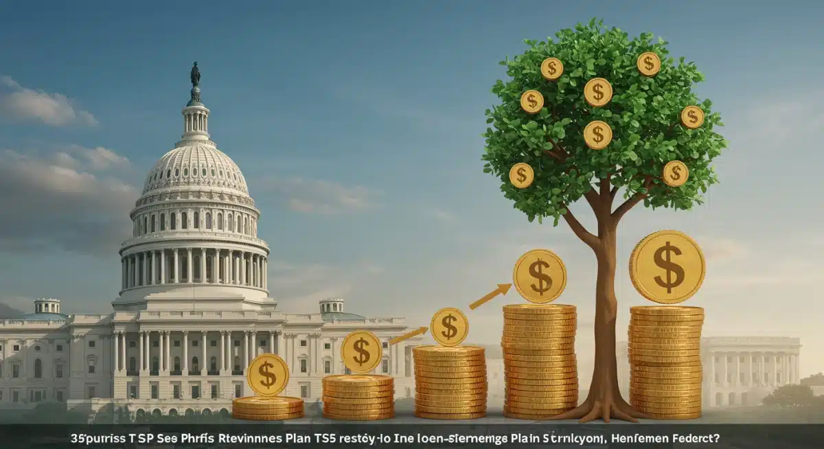 Thrift Savings Plan (TSP) growth illustration with Capitol background