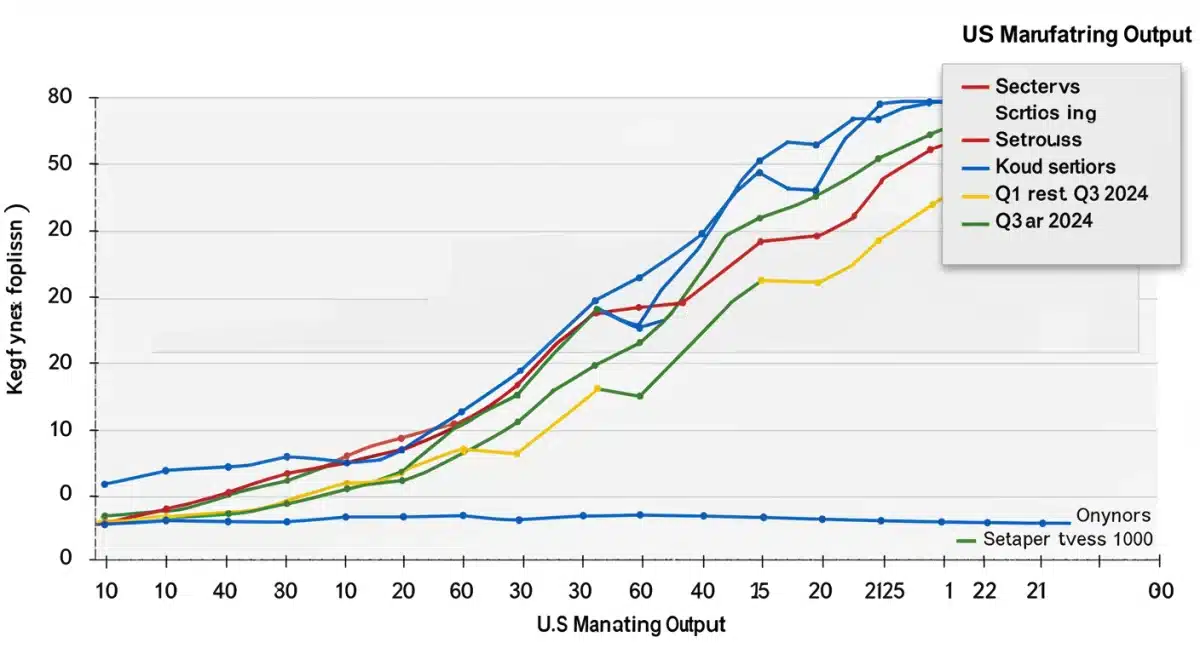 Graph showing upward trend in US manufacturing output 2023-2025